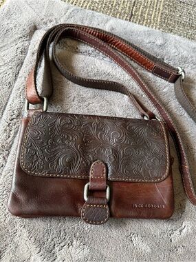 Jack Georges Tooled Leather flap Crossbody Bag in Brown